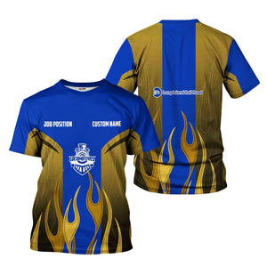 Railspirit Custom Name and Job Title Long Island Railroad T-Shirt Flame Graphic Train Shirt