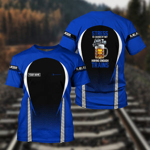 Railspirit Personalized Long Island Railroad T Shirt Stress Is Caused By Not Having Enough Trains Shirt All Over Print