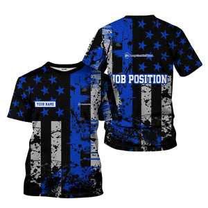 Railspirit Personalized Long Island Railroad T-Shirt Artistic Paint American Flag Style Train Shirt