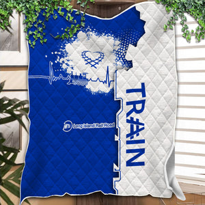 Railspirit Long Island Railroad Premium Quilts Engine Heartbeat and Track Love Style Quilts Gift Idea For Train Lovers