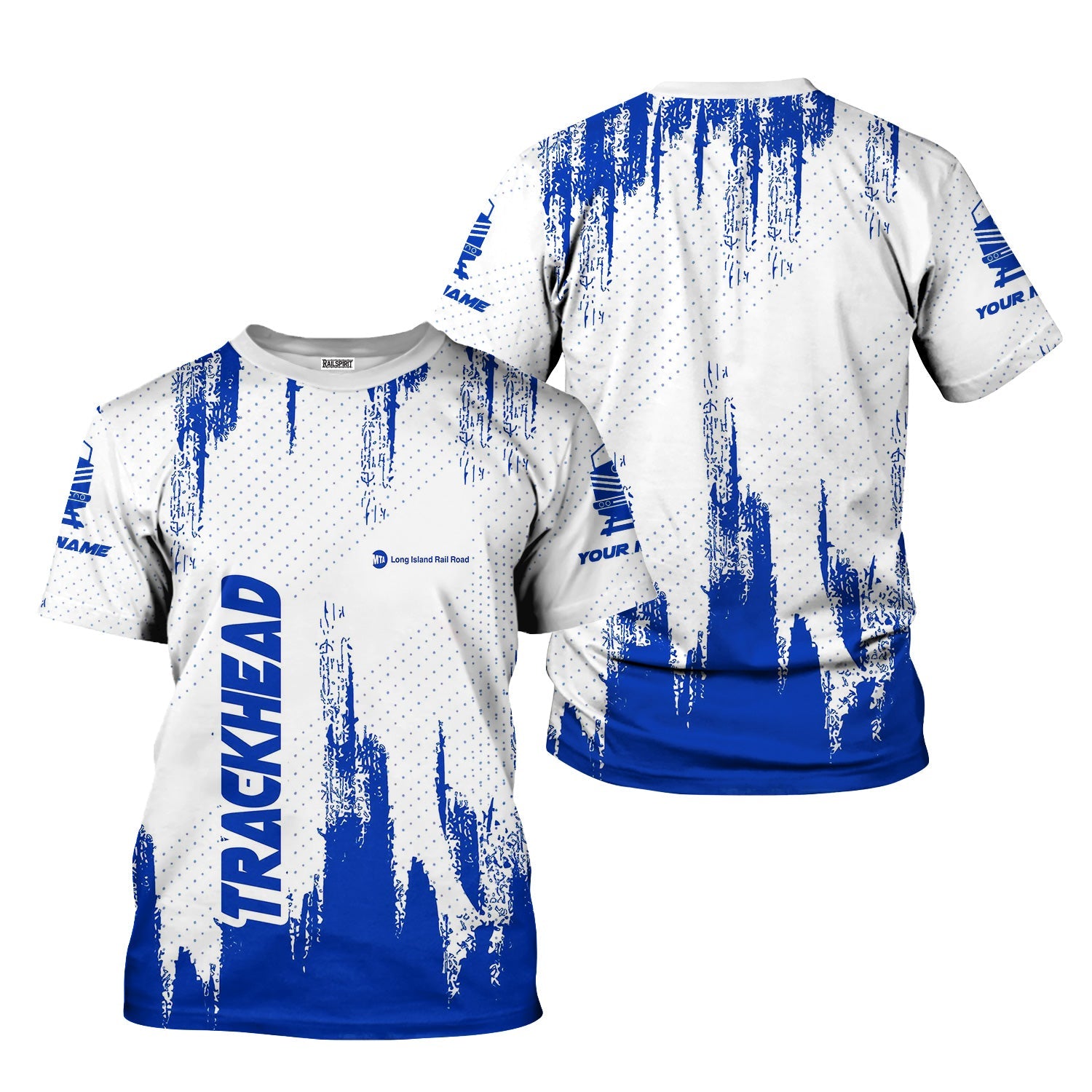 Railspirit Personalized Long Island Railroad T-Shirt Paint Impact Design Train Shirt for Trackhead