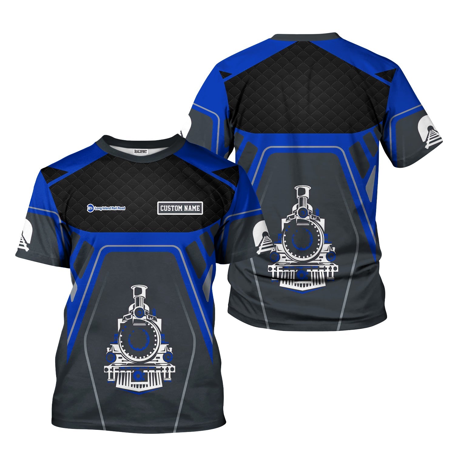 Railspirit Personalized Long Island Railroad T-Shirt Steam Locomotive Engine Graphic Train Shirt All Over Print