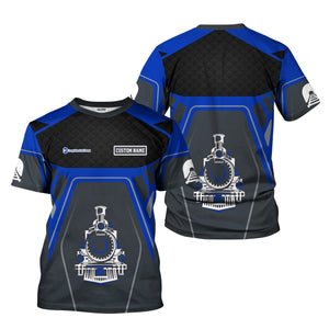 Railspirit Personalized Long Island Railroad T-Shirt Steam Locomotive Engine Graphic Train Shirt All Over Print