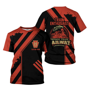 Railspirit Personalized Long Island Railroad T-Shirt Locomotive Design Train Shirt for Train Enthusiast