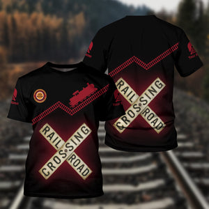 Railspirit Personalized Chicago Great Western Railroad T Shirt Railroad Crossing Printed Train Track Shirt