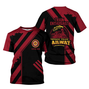 Railspirit Personalized Chicago Great Western Railroad T-Shirt Locomotive Design Train Shirt for Train Enthusiast