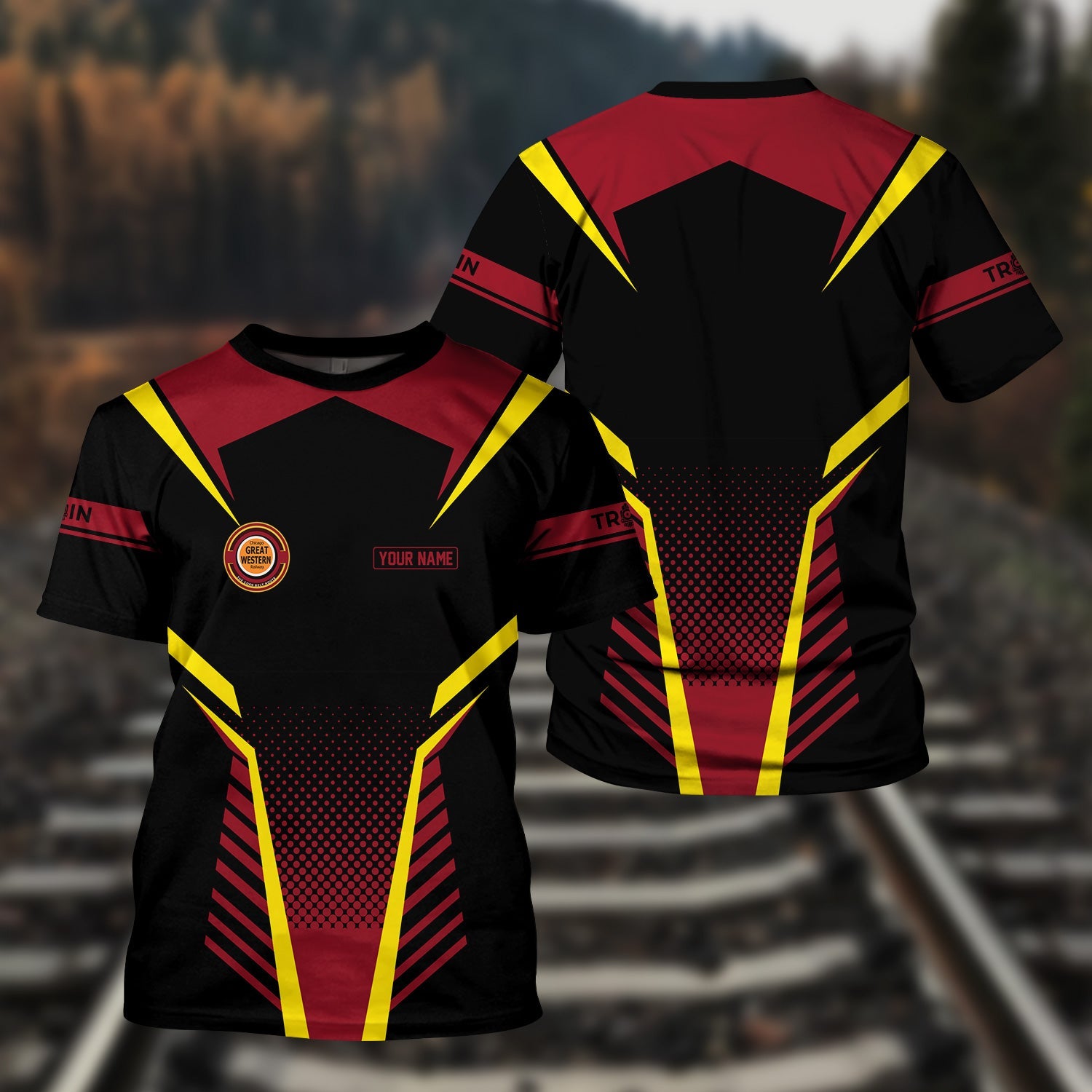 Railspirit Personalized Chicago Great Western Railroad T Shirt Unisex Train Shirt All Over Print