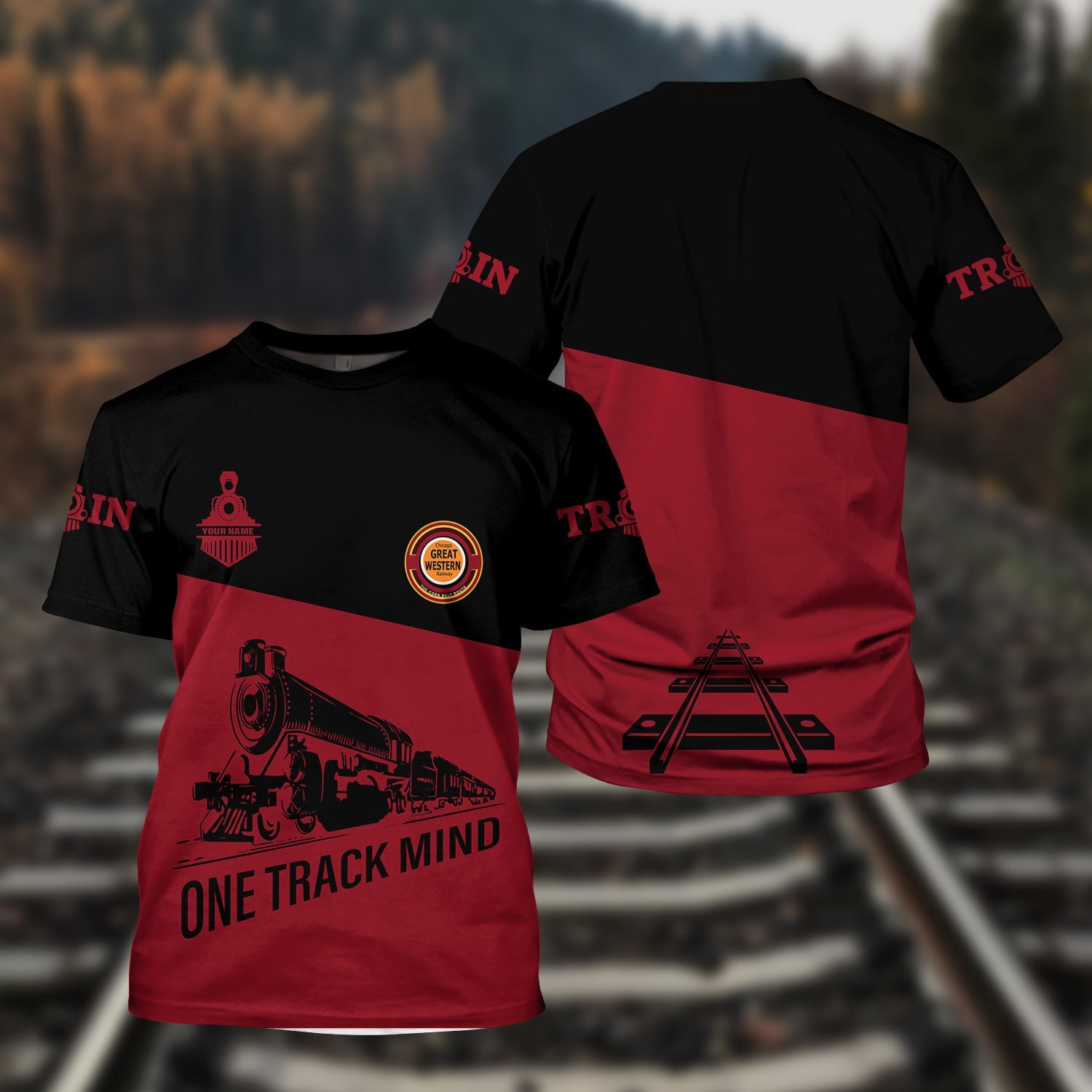 Railspirit Personalized Chicago Great Western Railroad T Shirt One Track Mind Unisex Train Shirt Gift Idea For Train Lover