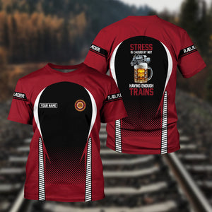 Railspirit Personalized Chicago Great Western Railroad T Shirt Stress Is Caused By Not Having Enough Trains Shirt All Over Print