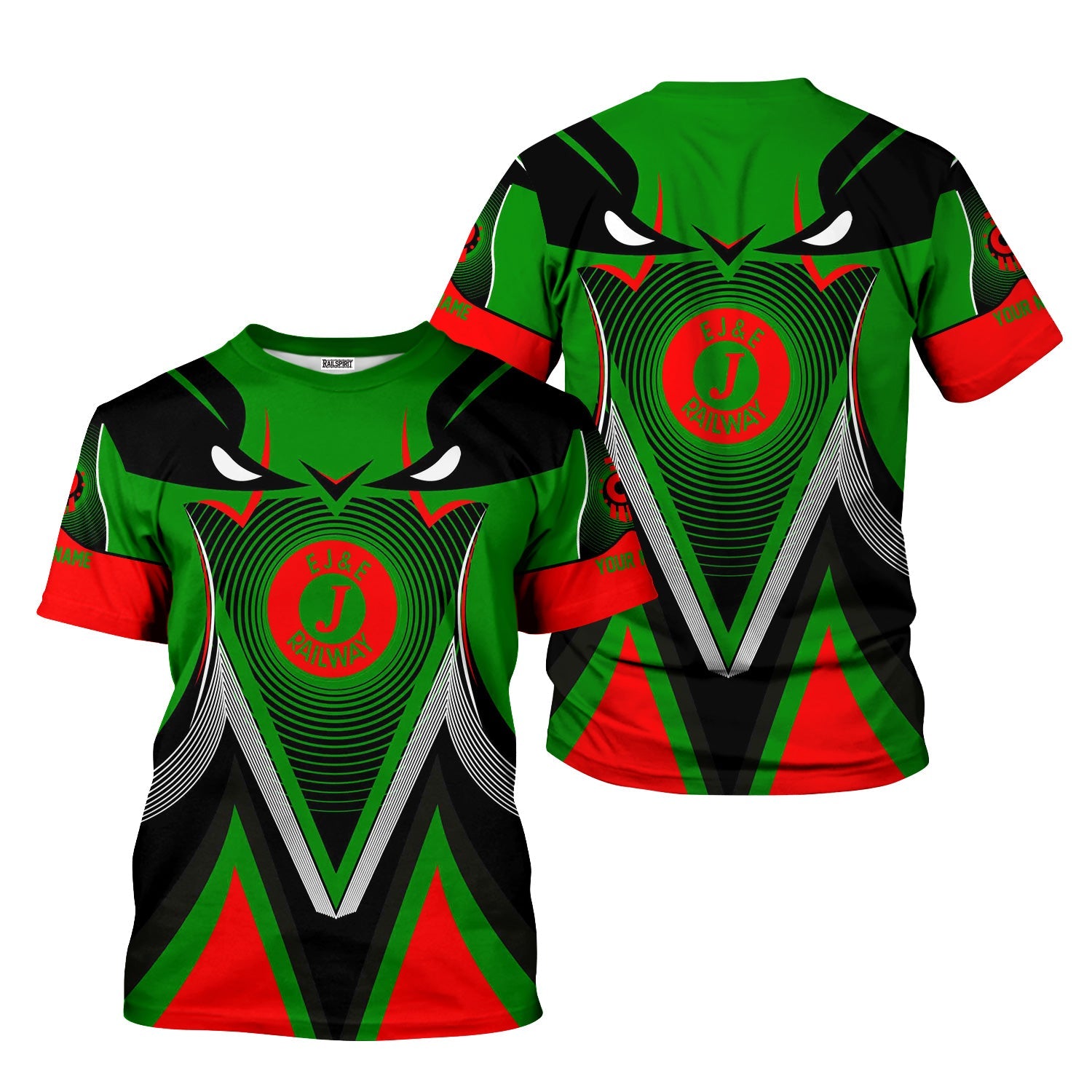 Railspirit Personalized Elgin Joliet And Eastern Railroad T-Shirt Vibrant Graphic Pattern Shirt For Train Enthusiasts