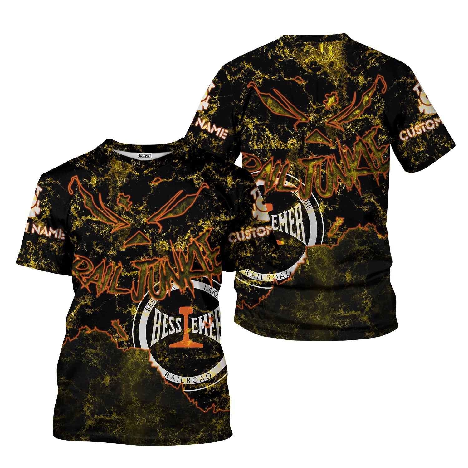 Railspirit Personalized Bessemer And Lake Erie Railroad T-Shirt Torn Graphic Style Train Shirt For Rail Junkie