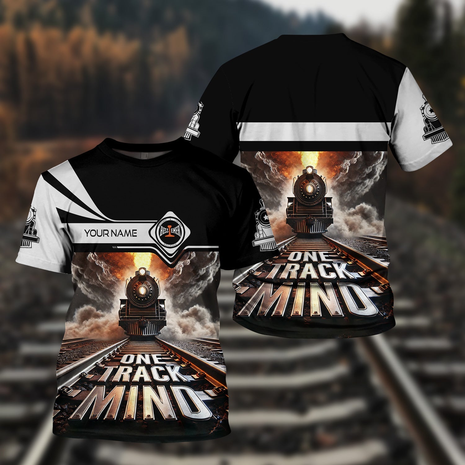 Railspirit Personalized Bessemer And Lake Erie Railroad T Shirt One Track Mind Train Printed Shirt