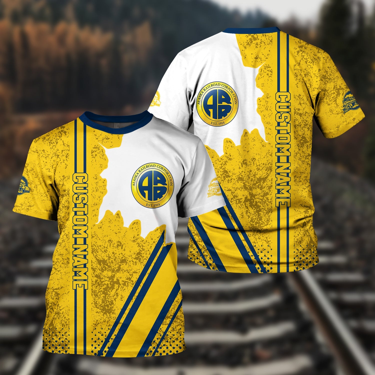 Railspirit Personalized Alaska Railroad T-Shirt All Over Printed Unisex Shirt
