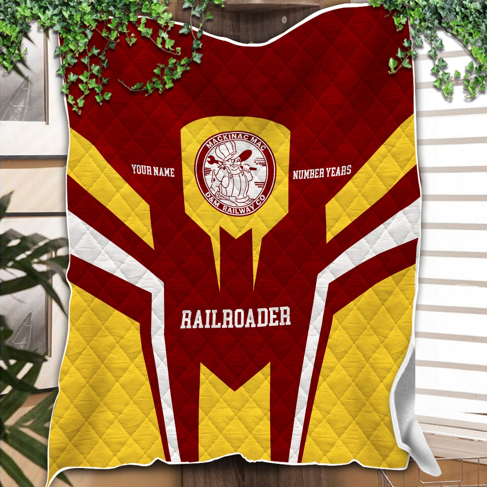 Railspirit Personalized Detroit & Mackinac Railroad Premium Quilts Custom Year Railroader Gift Idea For Train Lover