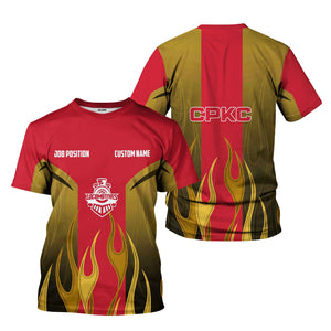 Railspirit Custom Name and Job Title Canadian Pacific Kansas City T-Shirt Flame Graphic CPKC Train Shirt