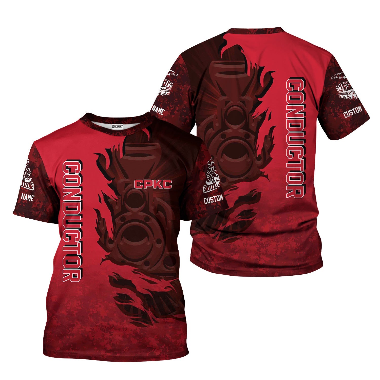 Railspirit Personalized Canadian Pacific Kansas City T-Shirt Blazing Style with Custom Position CPKC Train Shirt