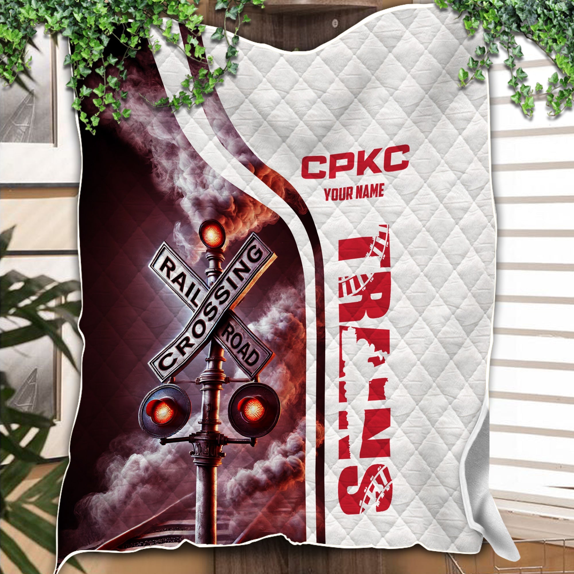 Railspirit Personalized Canadian Pacific Kansas City Premium Quilts Railroad Crossing Sign CPKC Quilts All Over Print