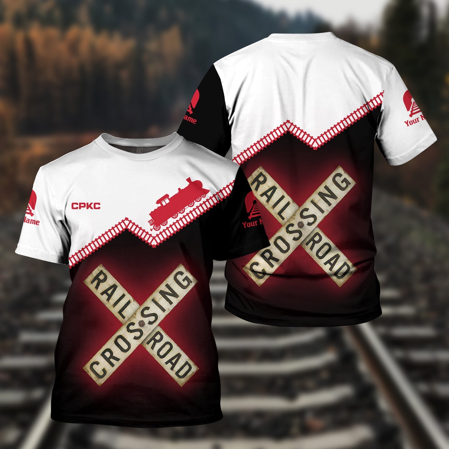Railspirit Personalized Canadian Pacific Kansas City T Shirt Railroad Crossing Printed Train Track Shirt
