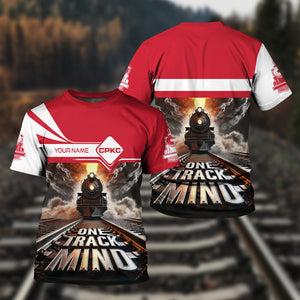 Railspirit Personalized Canadian Pacific Kansas City T Shirt One Track Mind CPKC Train Printed Shirt
