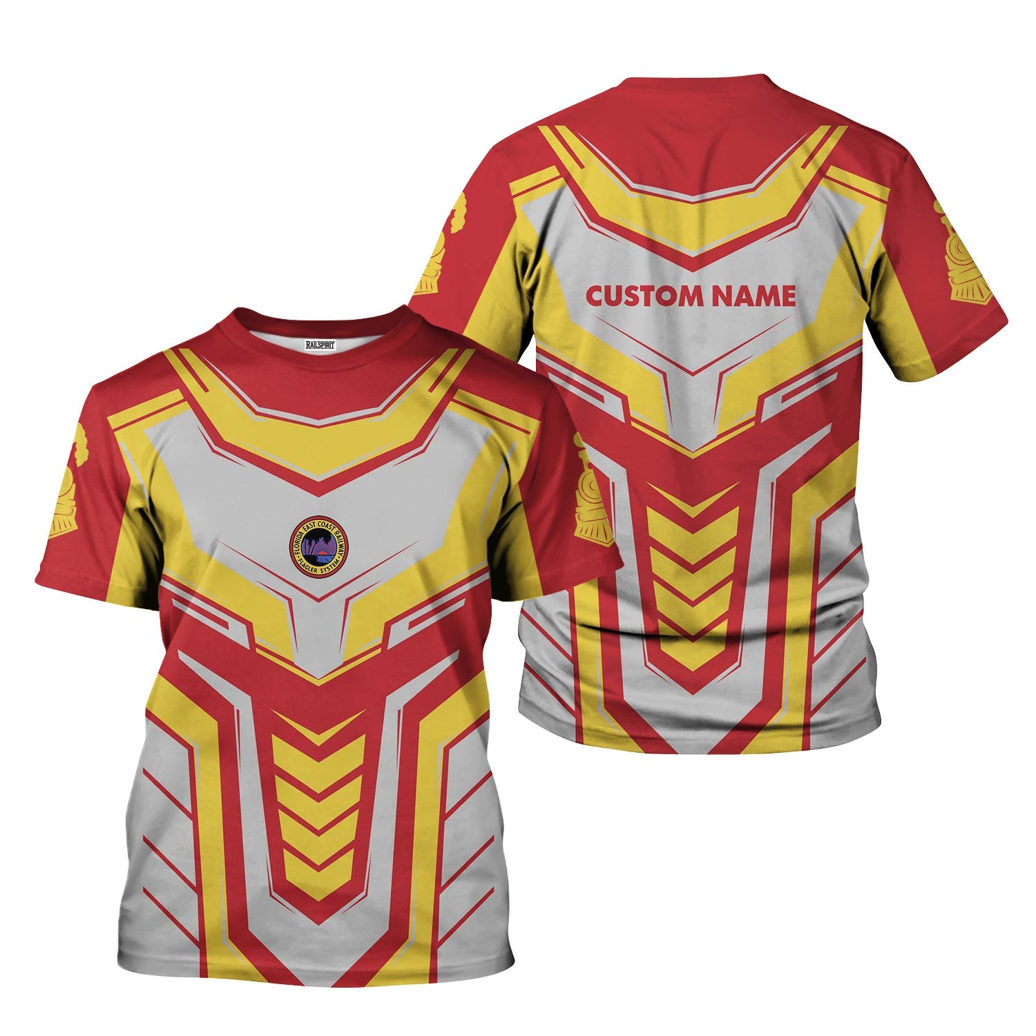 Railspirit Personalized Florida East Coast Railway T-Shirt Armor-Inspired Design Train Shirt All Over Print