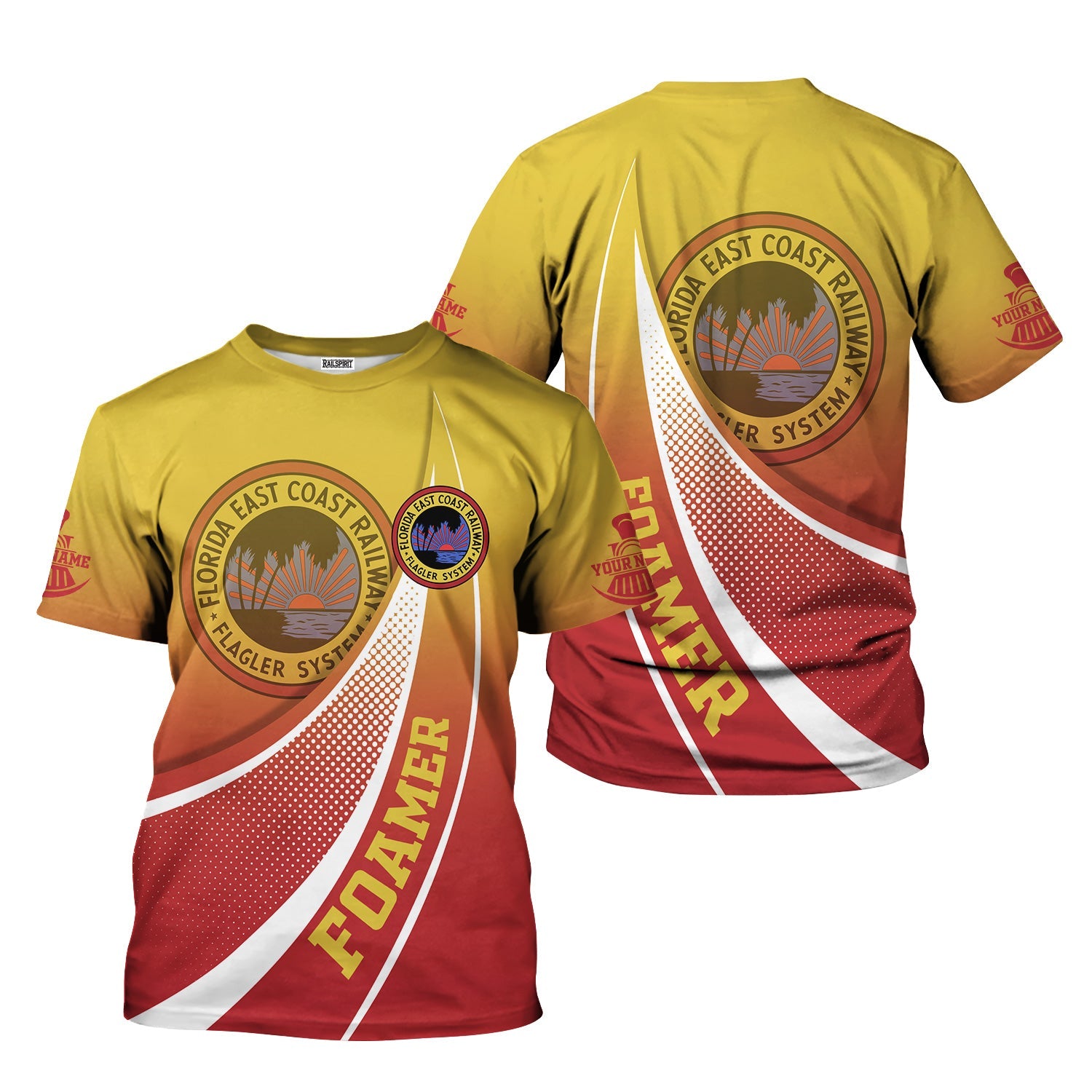 Railspirit Personalized Florida East Coast Railway T-Shirt Railway-Themed Style Shirt Gift Idea For Trainspotter