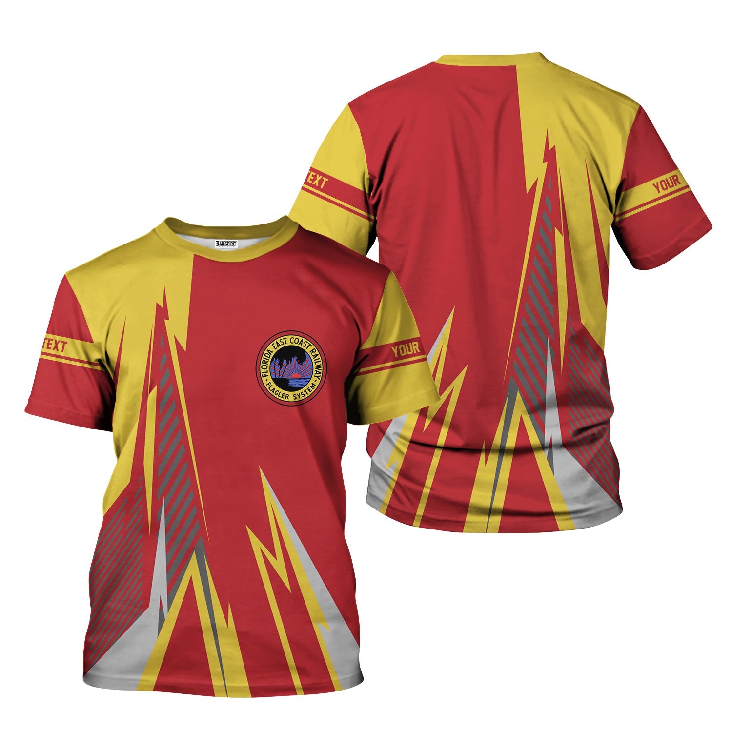 Railspirit Personalized Florida East Coast Railway T-Shirt Lightning-Inspired Railway Style Shirt For Train Lovers