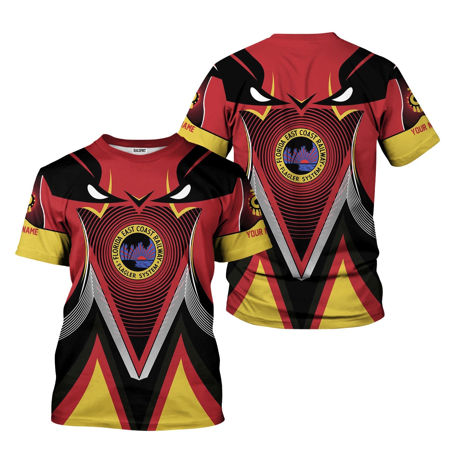 Railspirit Personalized Florida East Coast Railway T-Shirt Vibrant Graphic Pattern Shirt For Train Enthusiasts