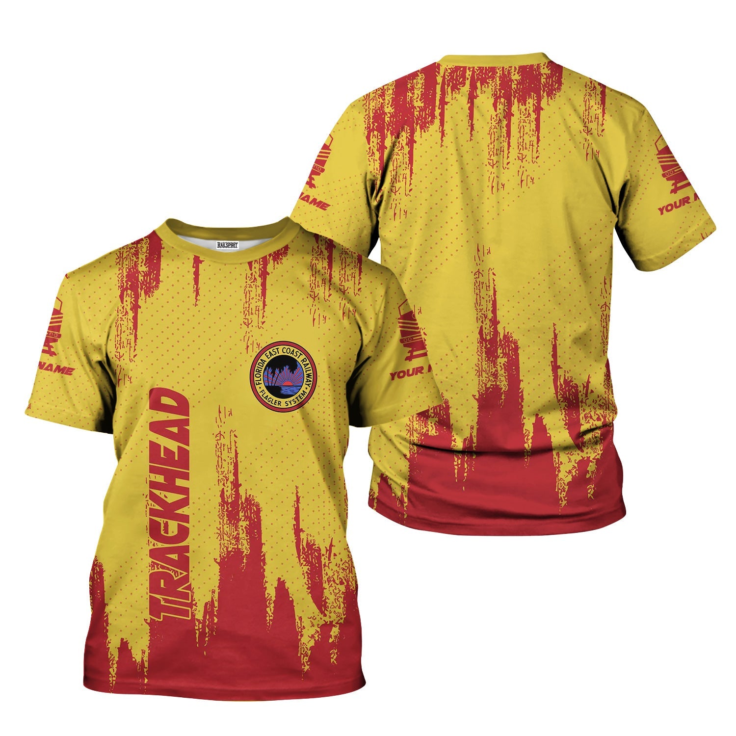 Railspirit Personalized Florida East Coast Railway T-Shirt Paint Impact Design Train Shirt for Trackhead