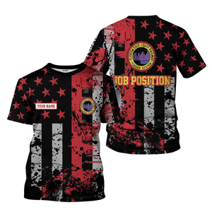 Railspirit Personalized Florida East Coast Railway T-Shirt Artistic Paint American Flag Style Train Shirt