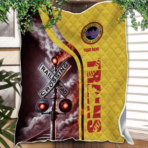 Railspirit Personalized Florida East Coast Railway Premium Quilts Railroad Crossing Sign Quilts All Over Print