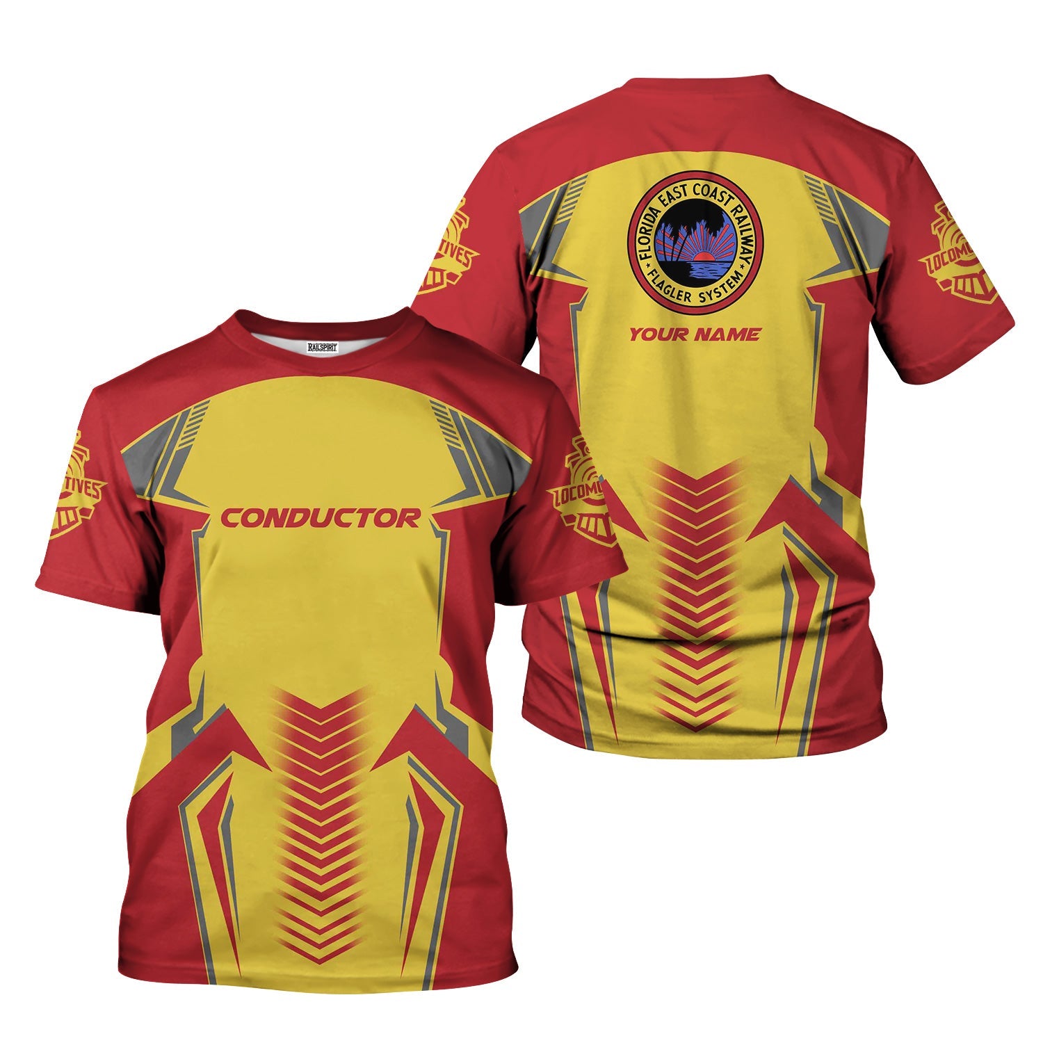 Railspirit Personalized Florida East Coast Railway T-Shirt Standout Style with Custom Position Train Shirt