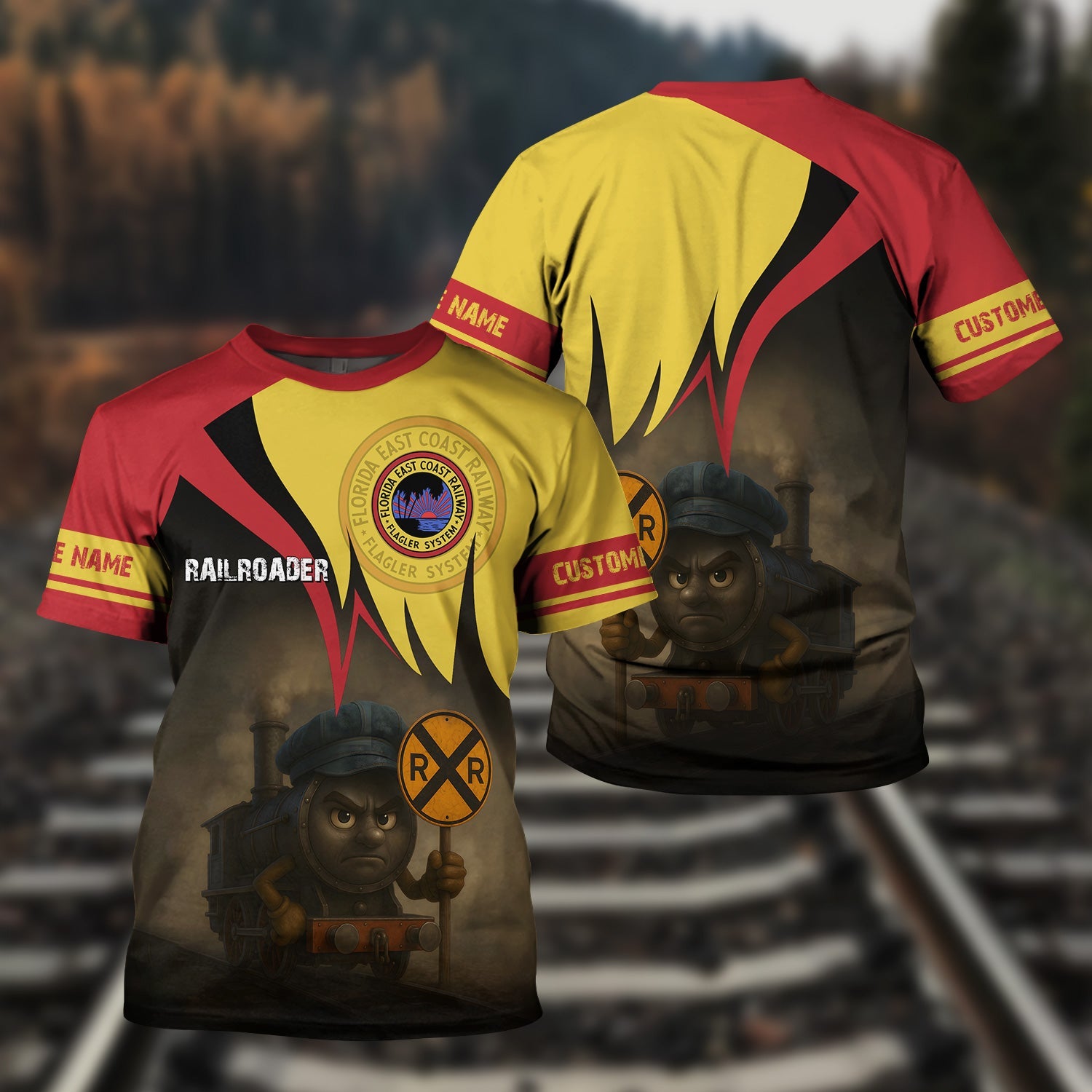 Railspirit Personalized Florida East Coast Railway T-Shirt Angry Train Shirt Gift Idea For Train Lover