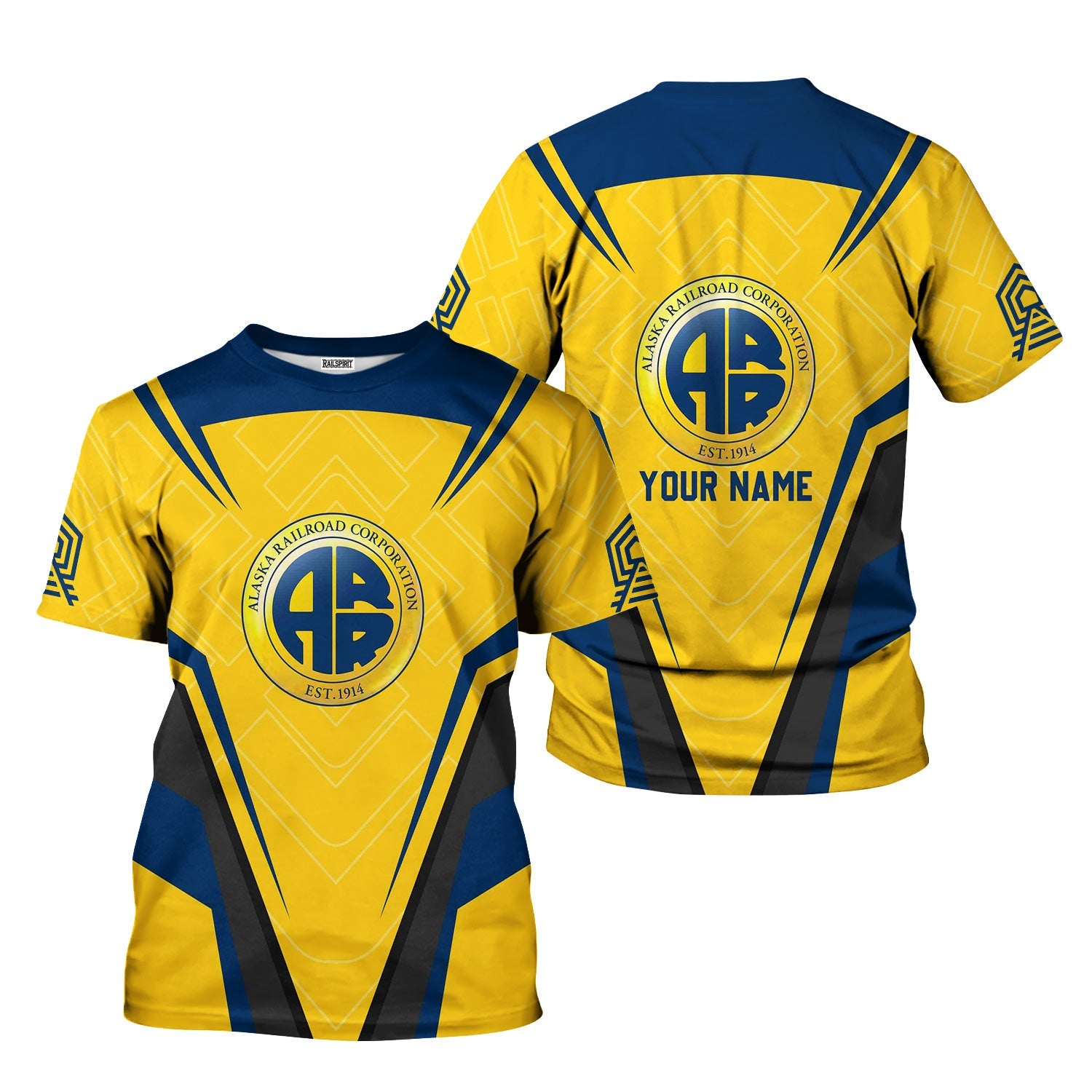 Railspirit Personalized Alaska Railroad T-Shirt Railway Inspired Apparel Train Shirt for Train Lovers