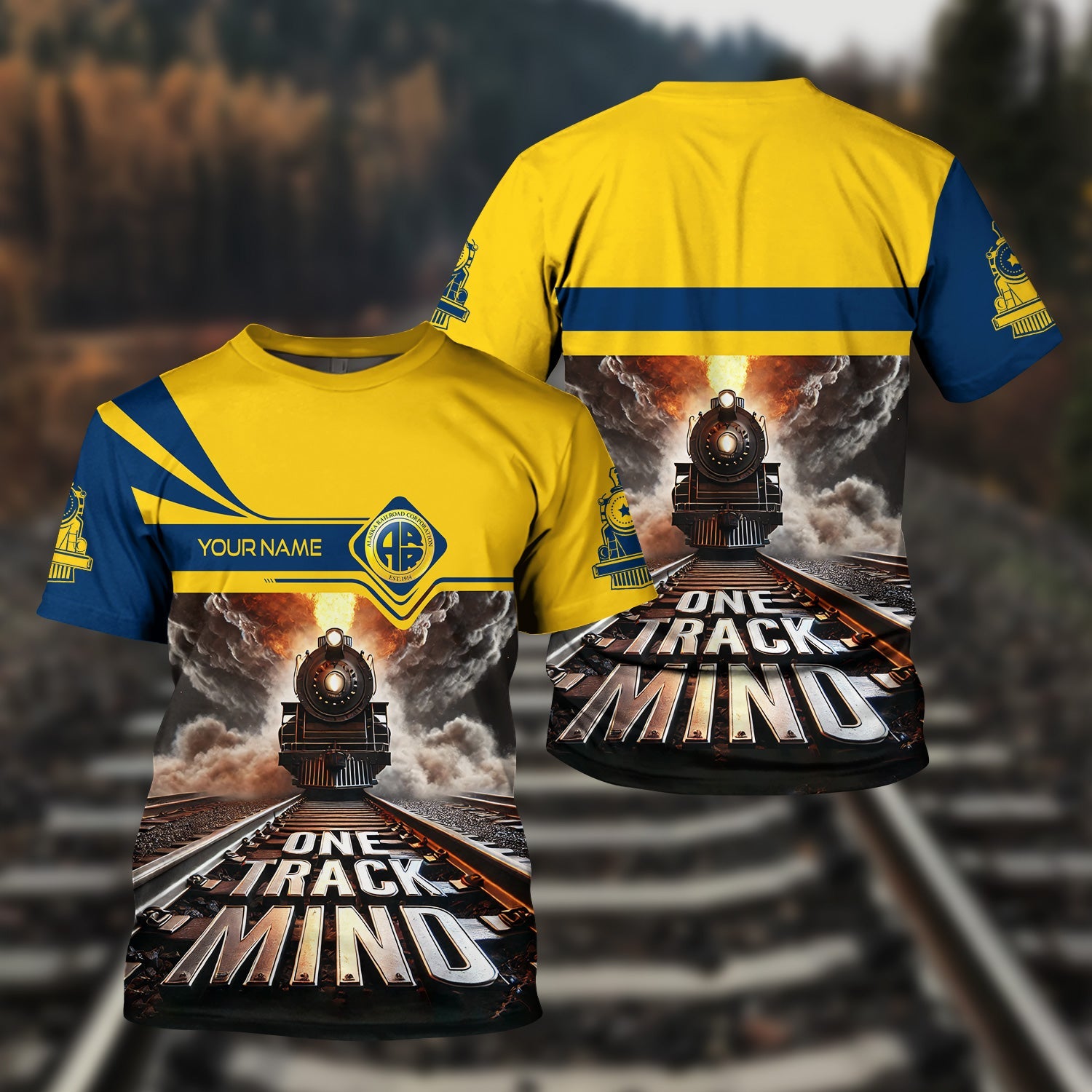 Railspirit Personalized Alaska Railroad T Shirt One Track Mind Train Printed Shirt