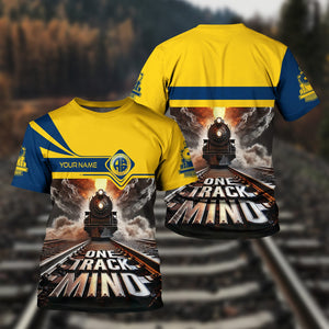 Railspirit Personalized Alaska Railroad T Shirt One Track Mind Train Printed Shirt