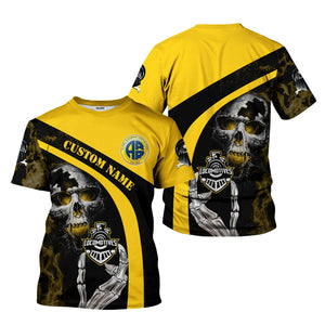 Railspirit Personalized Alaska Railroad T-Shirt Flame Skull Design Train Shirt for Locomotive Fans