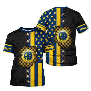 Railspirit Personalized Alaska Railroad T-Shirt American Flag with Crack Effect Train Shirt