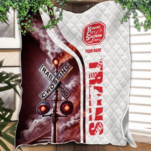 Railspirit Personalized Kansas City Southern Premium Quilts Railroad Crossing Sign Quilts All Over Print