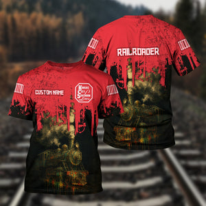Railspirit Personalized Kansas City Southern T-Shirt Vintage Train Art Style Shirt For Locomotive Fans