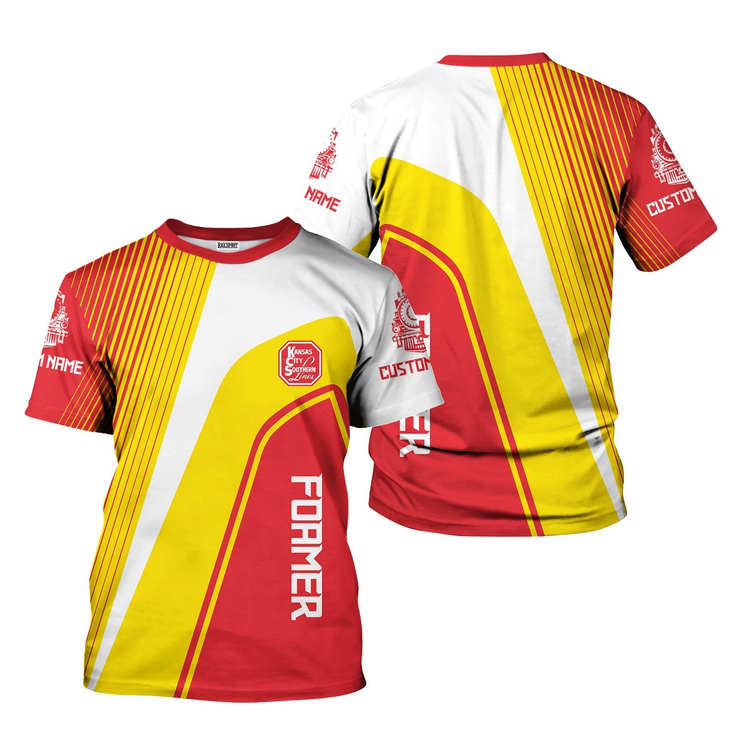 Railspirit Personalized Kansas City Southern T-Shirt Vibrant Striking Style Shirt For Rail Enthusiasts