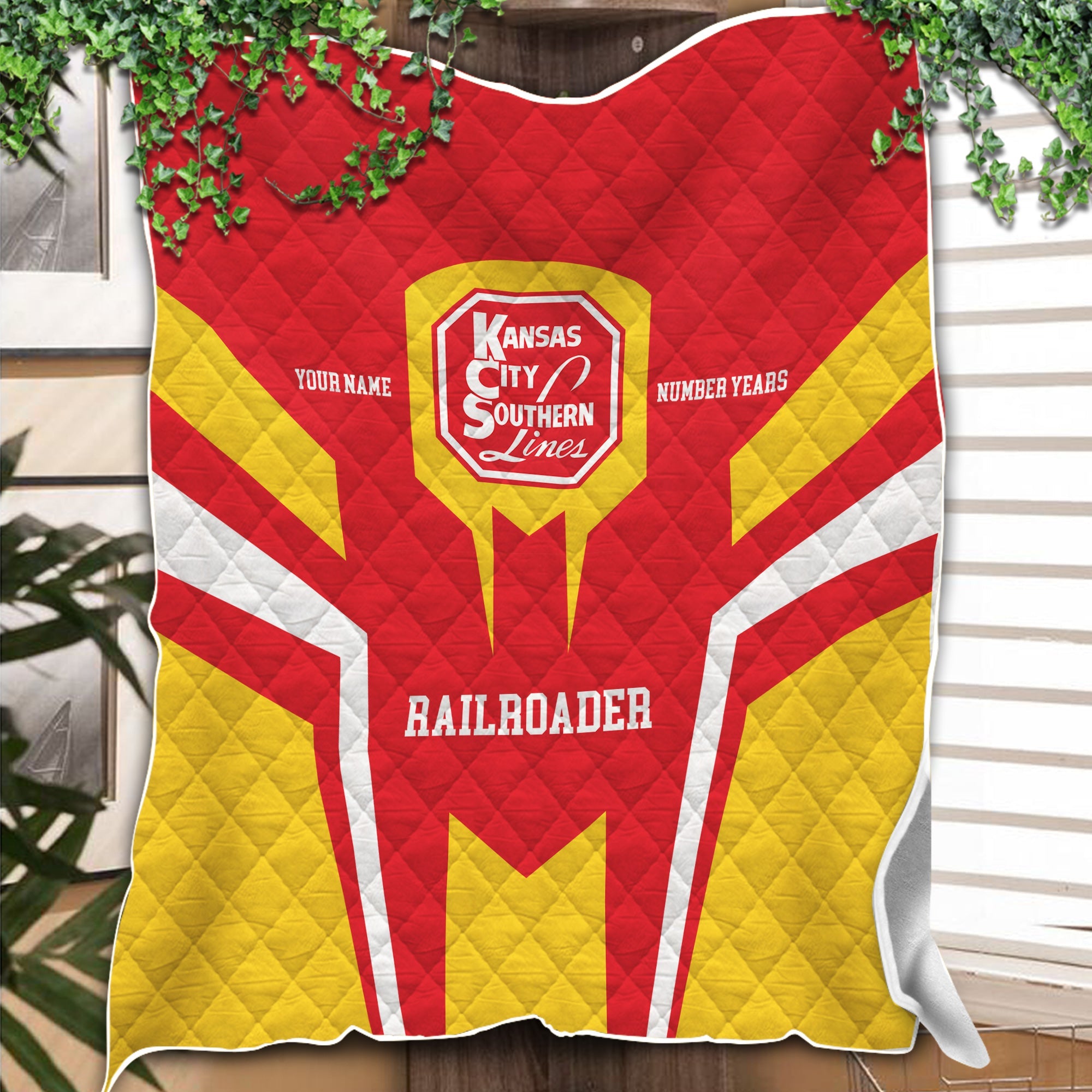 Railspirit Personalized Kansas City Southern Premium Quilts Custom Year Railroader Gift Idea For Train Lover