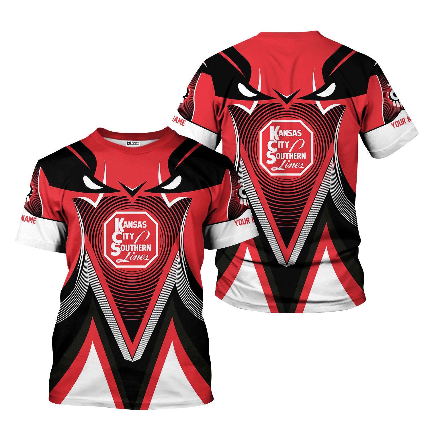 Railspirit Personalized Kansas City Southern T-Shirt Vibrant Graphic Pattern Shirt For Train Enthusiasts