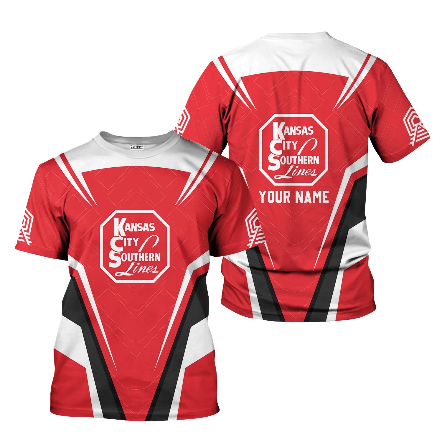 Railspirit Personalized Kansas City Southern T-Shirt Railway Inspired Apparel Train Shirt for Train Lovers