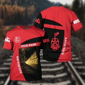 Railspirit Personalized Kansas City Southern T-Shirt All Aboard Steam Train Movie Projector Style Shirt