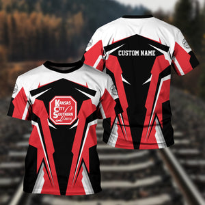 Railspirit Personalized Kansas City Southern T Shirt Strong Line Style Train Unisex Shirt All Over Print