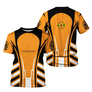 Railspirit Personalized Genesee & Wyoming Inc. Railroad T-Shirt Striped Railroad Style Train Shirt All Over Print