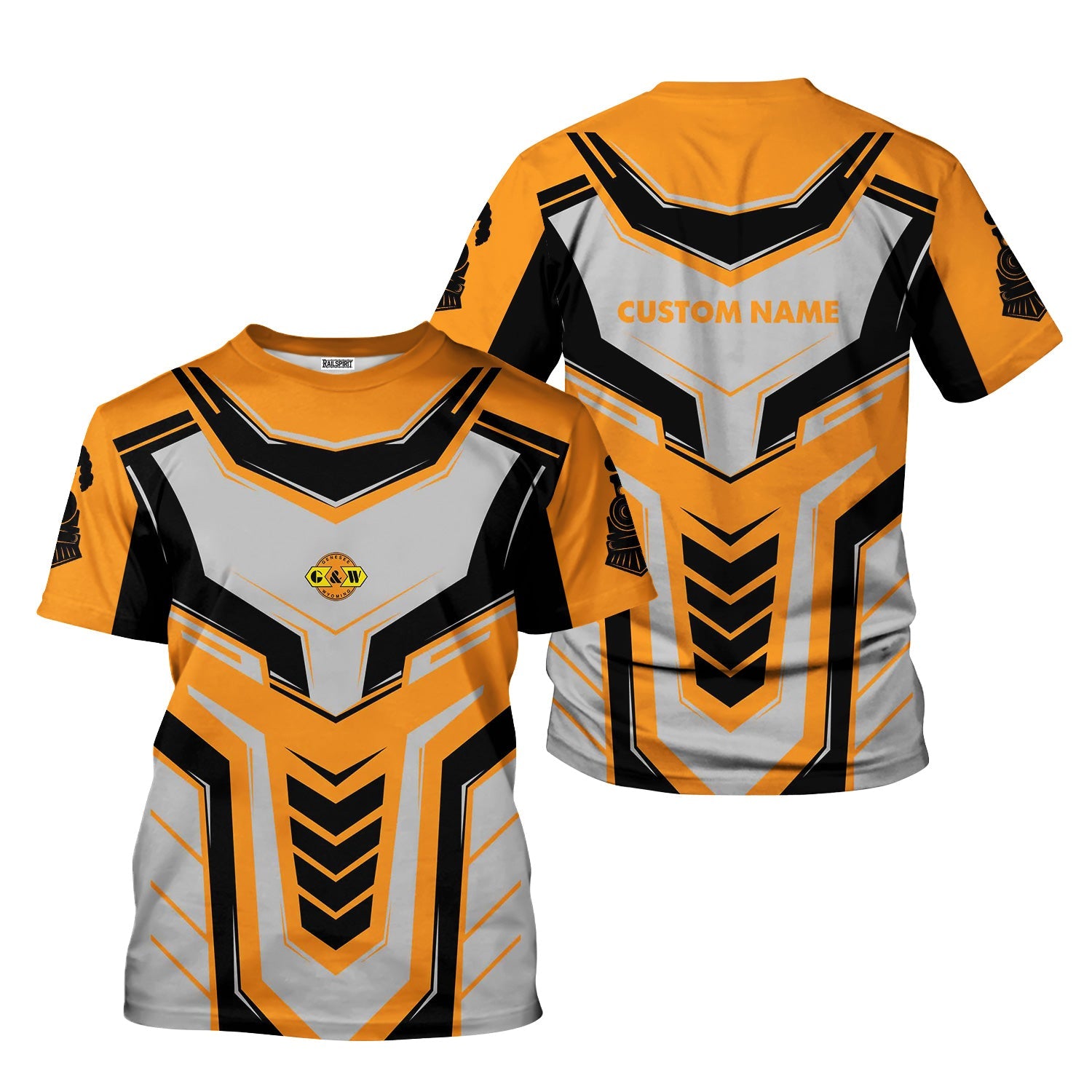Railspirit Personalized Genesee & Wyoming Inc. Railroad T-Shirt Armor-Inspired Design Train Shirt All Over Print