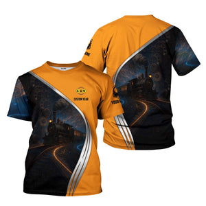 Railspirit Personalized Genesee & Wyoming Inc. Railroad T-Shirt Steampunk Locomotive with Custom Year Train Shirt
