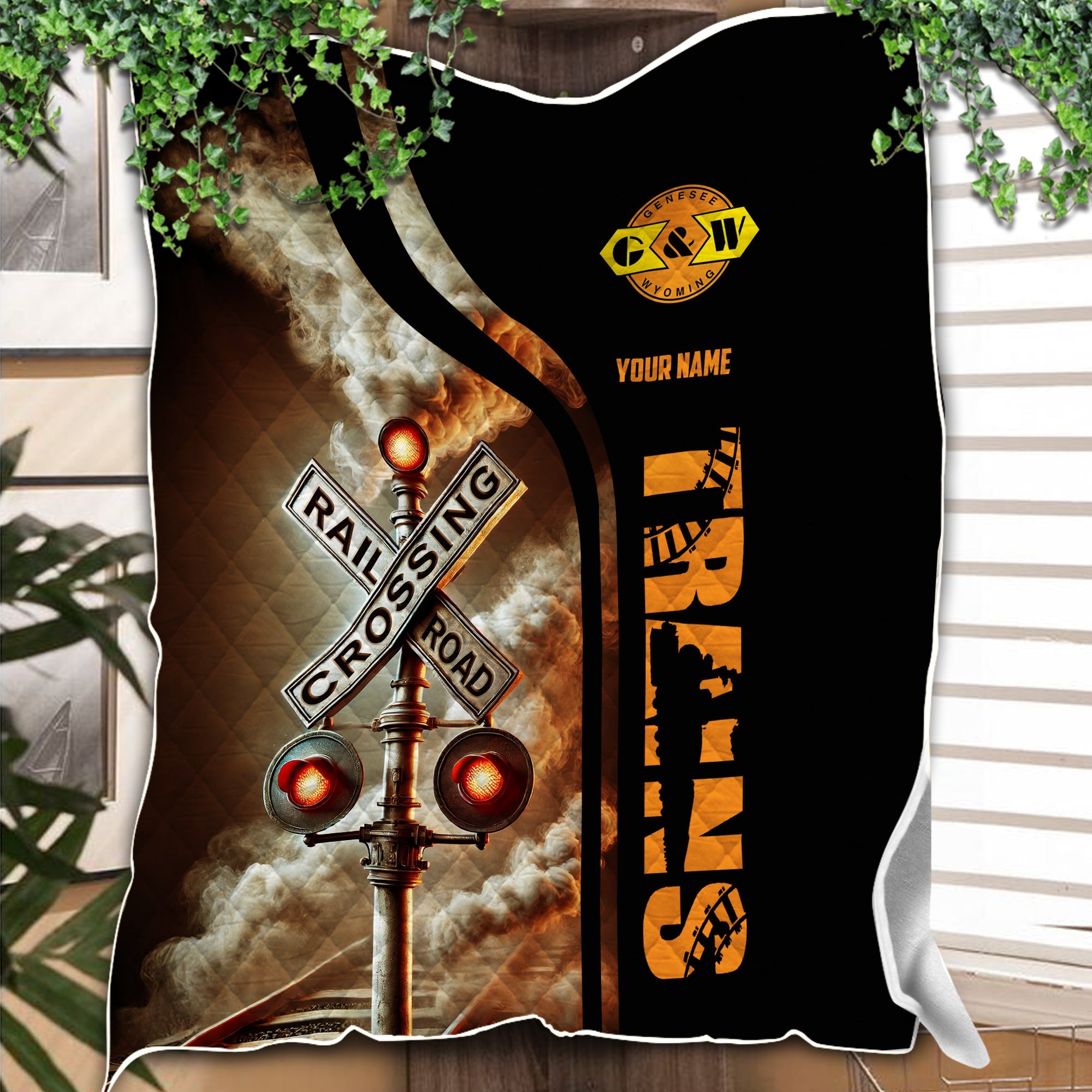 Railspirit Personalized Genesee & Wyoming Inc. Railroad Premium Quilts Railroad Crossing Sign Quilts All Over Print