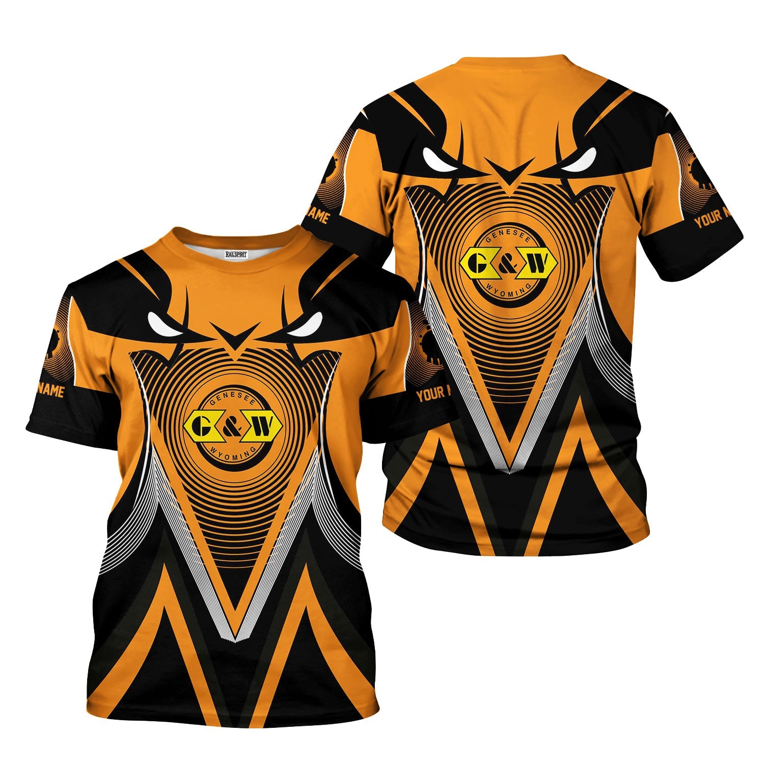 Railspirit Personalized Genesee & Wyoming Inc. Railroad T-Shirt Vibrant Graphic Pattern Shirt For Train Enthusiasts